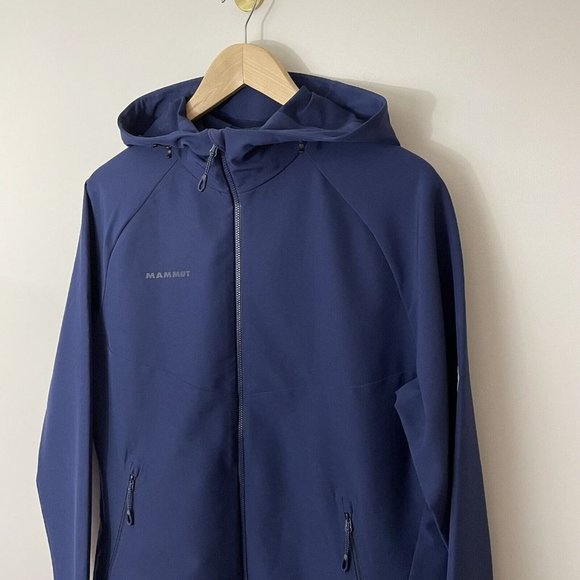 Mammut Macun Jacket Mens M Navy Blue Water Repellent Hooded Soft Shell Coat EUC - Picture 3 of 14
